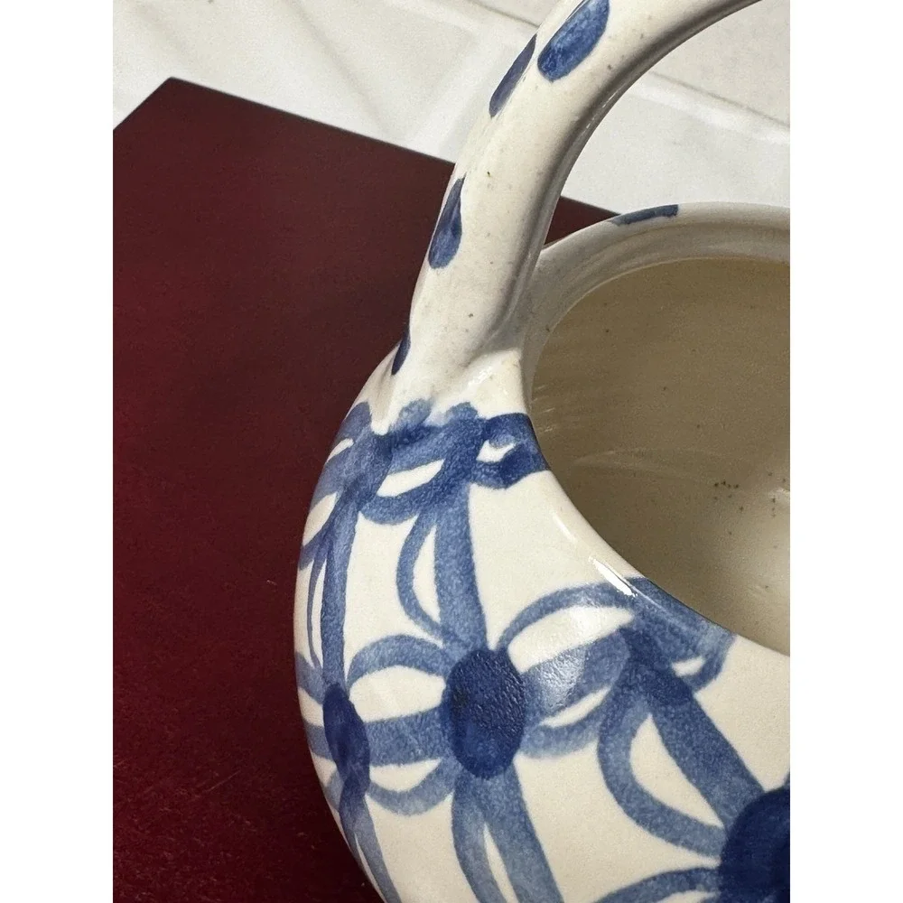 Vintage Blue and White Tea Pot with Lid, Asian Design